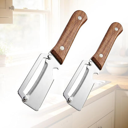 Multifunctional Premium Vegetable Peeler with Wooden Handle, Stainless Steel Blade & Bottle Opener, Non-Slip Kitchen Tool for Fruit, Apple, Potato, Pumpkin, Papaya, Zucchini (2pcs) by Unknown