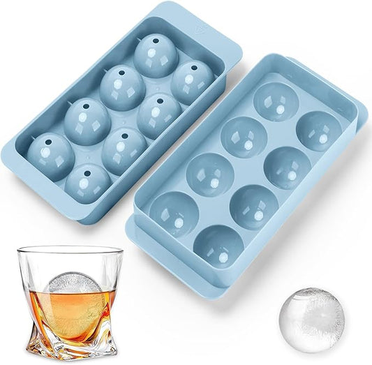 Round Ice Cube Trays for Freezer,1.8 INCH x 8,Ice Ball Maker Mold | Round Ice Cube Mold,Whiskey Ice Cubes Mold,Circle Ice Cube Tray with Lid,Ice Trays Ice molds for Whiskey,Cocktails,Coffee