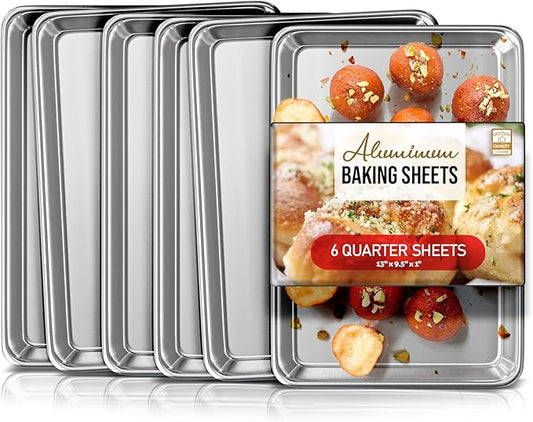 Eatex Aluminum Baking Sheet Set - 6 Pack Quarter Sheet Pans by Eatex