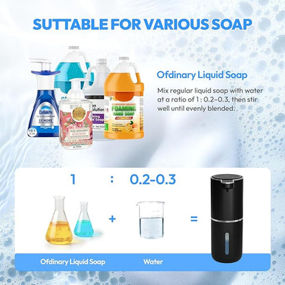 Automatic Soap Dispenser Touchless,Liquid Hand Soap Dispenser 12.8oz USB 4levels Adjustable Dispenser Electric Wall Mounted Smart for Bathroom and Kitchen Dish Soap，Easy for Toddlers(Black) - Image 5
