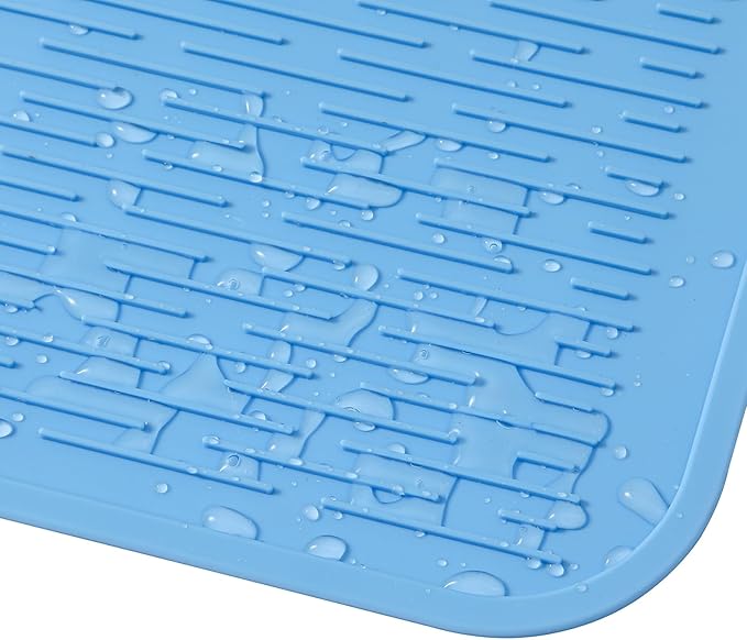 MicoYang Silicone Dish Drying Mat for Multiple Usage,Easy clean,Eco-friendly,Heat-resistant Silicone Mat for Kitchen Counter or Sink,Refrigerator or Drawer Liner Light Blue 4XL 32 inches x 18 inches - Image 9