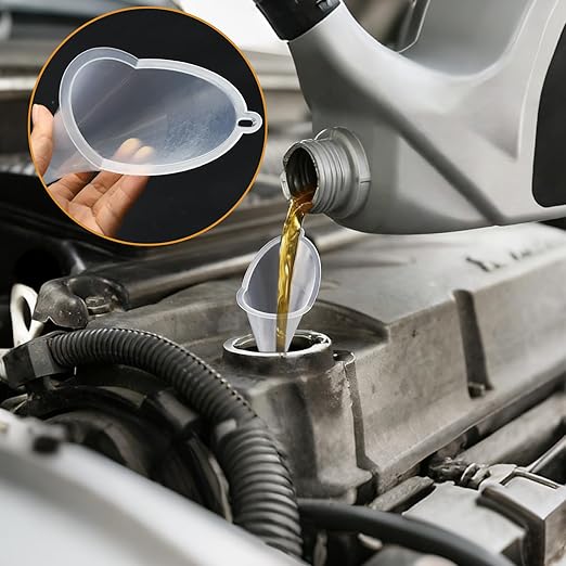 2 Pcs Long Neck Oil Funnel for Automotive, Wide Mouth Plastic Funnel, Long Transparent Funnel for Oil, Gas and Lubricants (2)