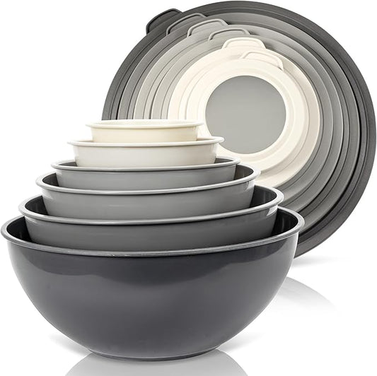 WHYSKO Mixing Bowl Set, 12 Piece Colorful Plastic Mixing Bowls with Lids Set for Food Prep Storage and Serving, Microwave and Dishwasher Safe for Kitchen Baking Cooking by WHYSKO