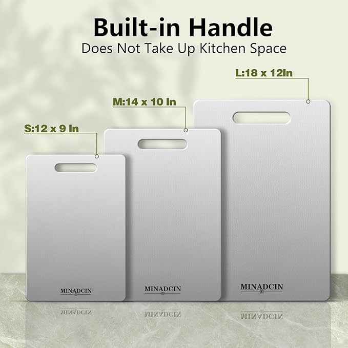 Titanium Cutting Boards For Kitchen, 100% Pure Cut Titanium Cutting Board, Food Grade Quality, Double-sided non-toxic, Easy To Clean, Dishwasher Safe And Will Not Absorb Odors(12L*9W)
