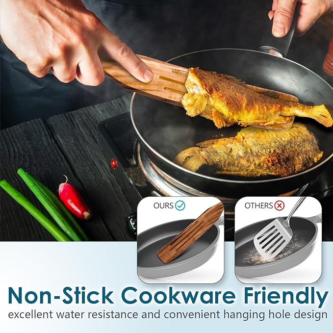 HOWHONG Wooden Spatula Spurtle Set for Cooking, Acacia Wood Kitchen Utensils, Premium Handmade Spurtles for Nonstick Cookware, Heat Resistant, Smooth Finish, Comfortable Grip, 8 Piece - Image 4