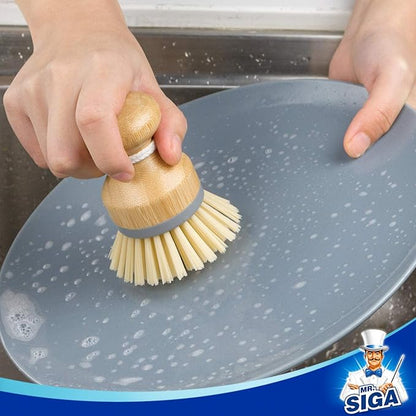 MR.SIGA Bamboo Palm Brush, Scrub Brush for Dishes Pots Pans Kitchen Sink Cleaning, Pack of 2 - Image 5