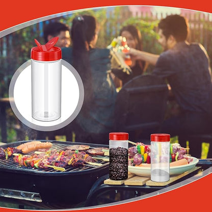 Zhehao 24 Pieces Plastic Spice Containers Plastic Spice Bottles Clear Reusable Large Empty Seasoning Jars with Shaker Lids for Kitchen Storage Seasoning Powder Herbs(16 oz,Cylinder,Clear and Red) - Image 4