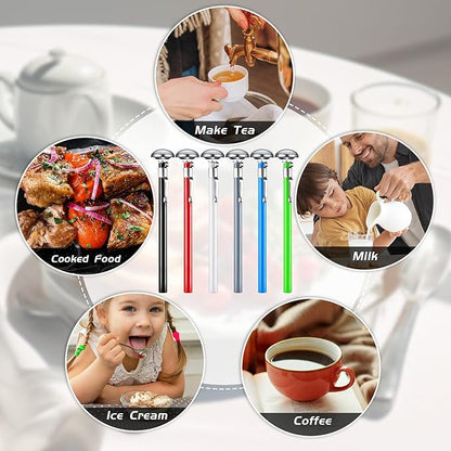 Xuhal 6 Pcs Stainless Steel Kitchen Thermometer with 5 Inch Long Stem 1 Inch Dial Thermometer Milk Frothing Food for Oven Probe Meat Grill BBQ Cooking Chocolate Water(Multicolor) - Image 6