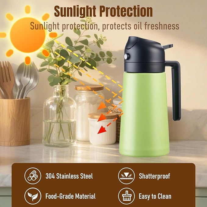 PARACITY 2 in 1 Oil Dipenser Bottle, Stainless Steel (Green-Black) - Image 5