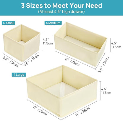 Vtopmart 12 Pack Baby Clothes Organizer, Dresser Drawer Organizer for Baby Clothing, Foldable Fabric Closet Drawer Storage Bins, Nursery Dresser Dividers for Bra, Socks, Ties, Scarf - Image 6