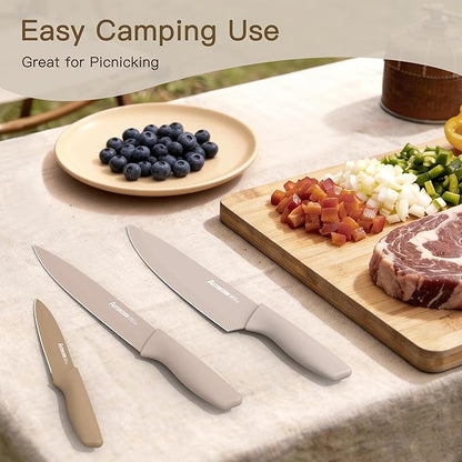 Astercook Knife Set, 13 Pieces Kitchen Knives Set with Healthy Anti-Rust Coating, Dishwasher Safe, Stainless Steel Chef Knife Sets with 6 Blade Guards, Perfect Mothers Day Gifts for Kitchen - Image 7
