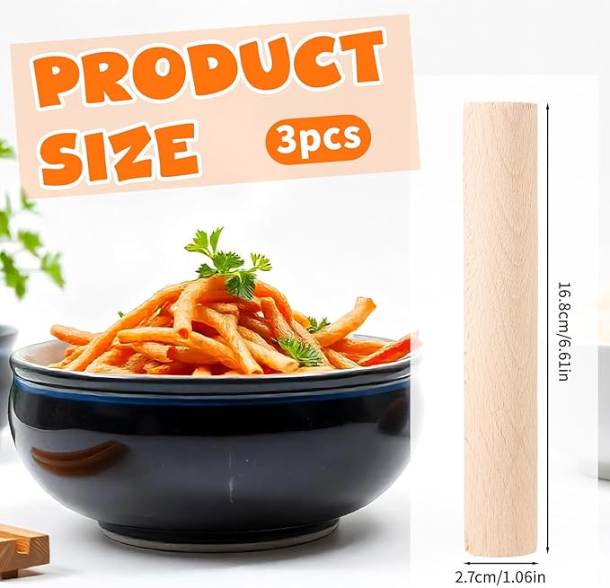 3 Pieces Small Wood Rolling Pin, Dumpling Roller 6.6 Inch Short Rolling Pin Mini Dough Roller Kitchen Utensil Tool Baking Bread Making Tool Supplies for Fondant Pasta Bread Pastry Cookies Pizza Pie