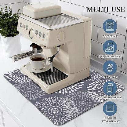 LuxStep Dish Drying Mat Super Absorbent Kitchen Counter Mat Rubber Backing Draining Mat Easy to Clean Kitchen Accessories Dish Rack Pad for Dishes, Utensils, Countertops, Sinks 15" x 18" Grey - Image 3