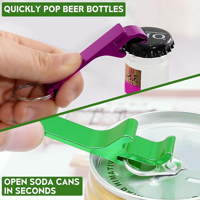6 Pack Bottle Opener Keychain Set, Colorful Aluminum Alloy Beer Bottle Openers, Small Lightweight Keychain Opener for Beer, Soda & Can Opening, Pocket Bar Tool for Home, Camping & Parties - Image 3