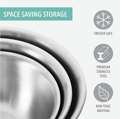Table Concept Mixing Bowls with Airtight Lids, Stainless Steel Nesting Bowl Set for Space Saving Storage, Ideal for Cooking, Baking, Prepping & Food Storage - Image 6