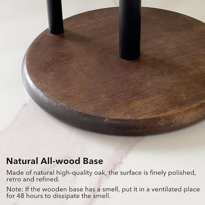 Paper Towel Holder Countertop with Real Wood Round Base, Farmhouse Paper Towel Holder Stand for Kitchen Dining Table Home Decor - Image 4