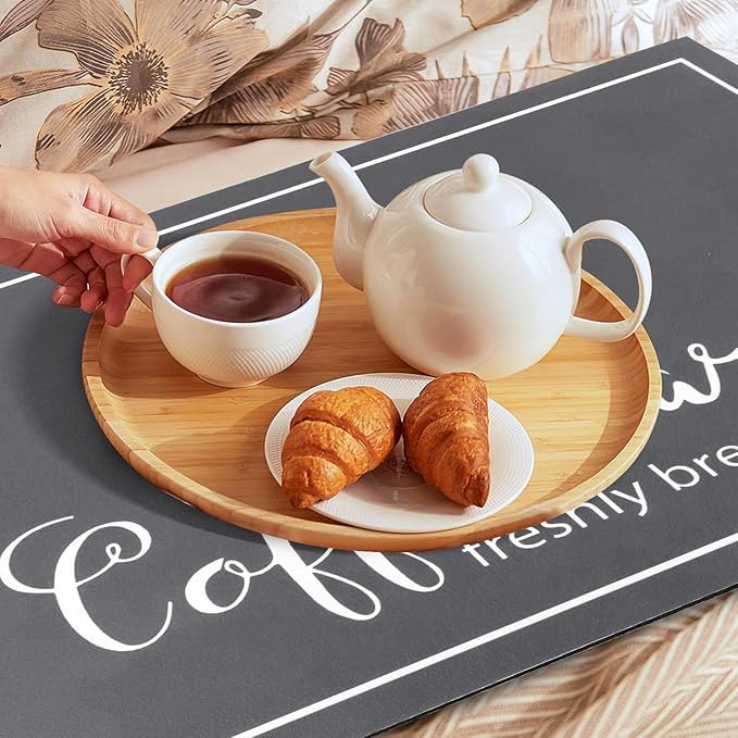 Findosom Dish Drying Mat, 17"x 32" Super Absorbent & Hide Stain Coffee Mat, Cuttable Drying Mat for Kitchen Counter, Coffee Bar Accessories, Under Dish Rack, Coffee Maker, Espresso Machine, DarkGrey - Image 8