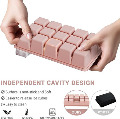 Silicone Ice Cube Tray 3 Pack, HANCELANT Ice Cube Mold, Ice Trays for Freezer with Lid for Whiskey, Baby Food, BPA Free, Easy Release - Image 3