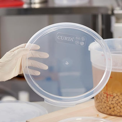 CURTA 4 Quart Translucent Round Food Storage Container with Lid, Pack of 4 – NSF Listed, BPA-Free, Commercial-Grade Polypropylene, Freezer & Dishwasher Safe, Non-Stick, Easy-Read Graduations