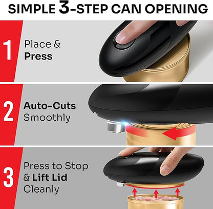 MUELLER HOME SmoothEdge Auto Electric Can Opener – Battery‑Operated One‑Touch w Magnet Lid Lifter – Portable Hands‑Free Automatic Can Openers for Seniors & Arthritis, Smooth‑Edge Cut Technology, Black - Image 4