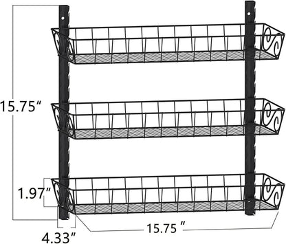 SWOMMOLY Adjustable Wall Mount Spice Rack, 3-Tier Dual-use (Multi-use) Organizer, Black - Image 3