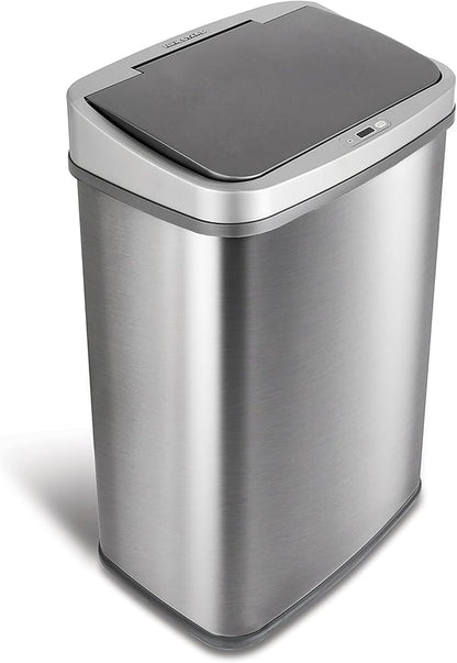 Ninestars DZT-50-28BR Automatic Touchless Motion Sensor Rectangular Trash Can, Black Top, 13 Gal. 49 L., Brush by NINESTARS