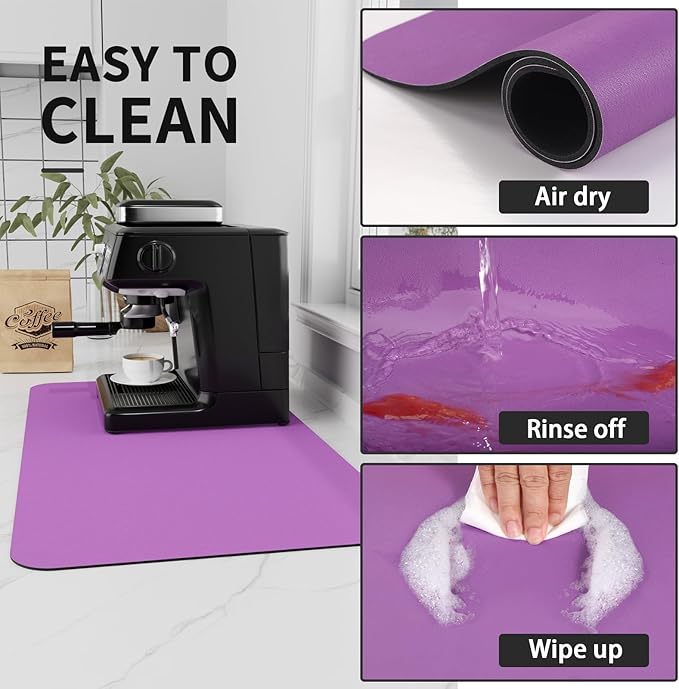 HotLive Coffee Mat - Absorbent Hide Stain Rubber Backed Dish Drying Mat for Kitchen Counter - Bar Mats for Countertops Accessories Fit Under Coffee Maker Espresso Machine - Image 4