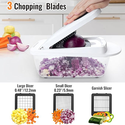 8 Blade All-in-1 Vegetable Chopper Mandoline Slicer with Container, Food Chopper, Onion Chopper, Veggie Cutter for Salad, Kitchen Gadgets Accessories Essentials, White - Image 4