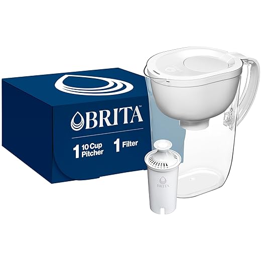 Brita Large Water Filter Pitcher for Tap and Drinking Water with SmartLight Change Indicator, Includes 1 Standard Filter, BPA-Free, Lasts 2 Months, 10-Cup Capacity, Bright White by Brita
