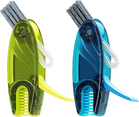 3 in 1 Cup Lid Gap Cleaning Brush Set, 2PCS Multifunctional Bottle Cleaning Brush for Bottle Gaps Bottle Cleaner Home Kitchen Cleaning Tools, Green&Blue