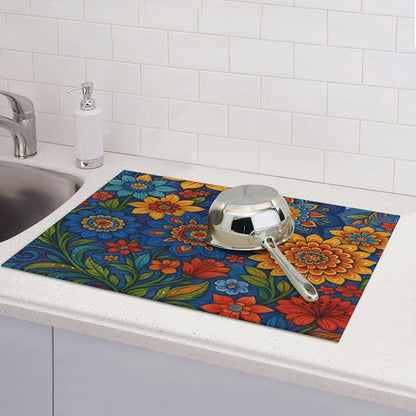 Colorful Mandala Dish Drying Mats for Kitchen Counter, Large 18"x24" Dish Mats for Drying Dishes, Microfiber Absorbent Dish Drying Pad Rack Mat Kitchen Decor Reusable Washable