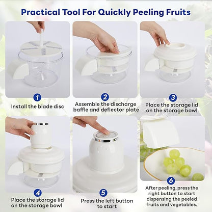 Automatic Grape Peeler Machine, Electric Garlic & Cherry Tomato Peeler Skin Remover Tool for Small Fruits, Effortless Peeling for Home Kitchen (White-1PC) - Image 7