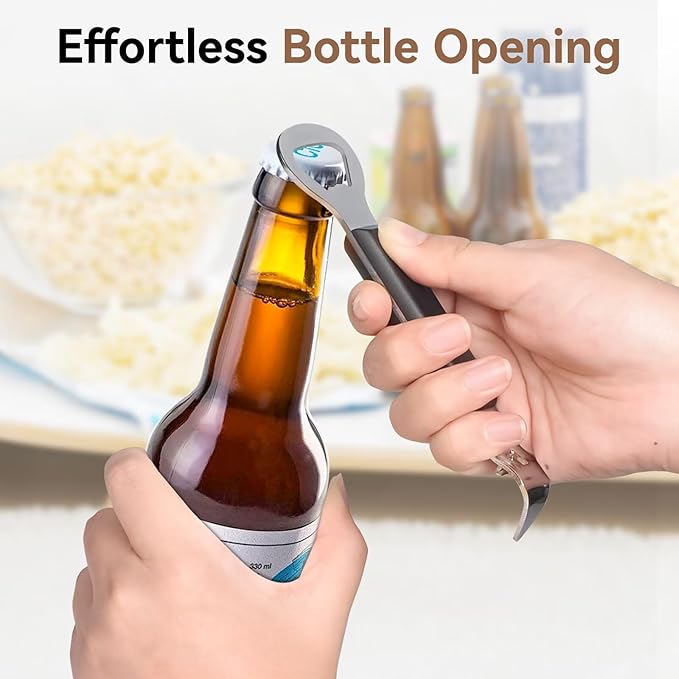 Anyongora 2-in-1 Can Punch Opener & Bottle Opener, Can Opener, Stainless Steel, Non-Slip Handle, Compact 6.1", For Traditional Cans (No Pull-Tab) & Pry-Off Bottle Caps