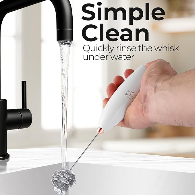 Zulay Kitchen Patented Tornado Triple Whisk Milk Frother with 4 Duracell Batteries – Handheld Foam Maker for Coffee, Lattes, Matcha & Hot Chocolate – Rich, Creamy Froth in Seconds - Gold Rose - Image 9