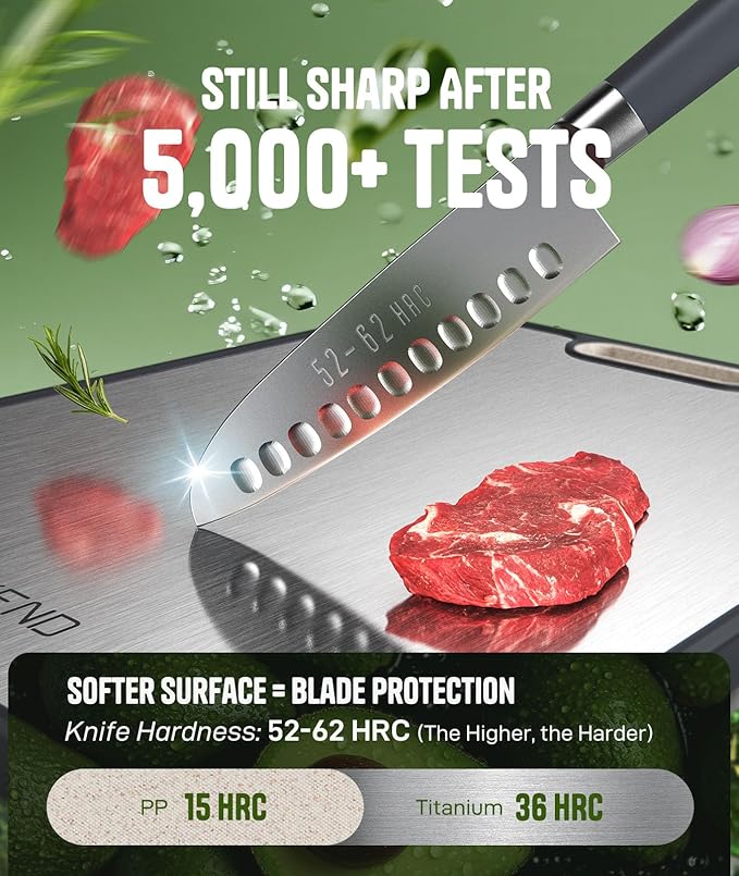 Titanium Cutting Board Set of 3, Dual Sided Design Non Toxic Cutting Boards for kitchen Beyond Food-Grade Chopping Board for Hygienic Food Prep, Extra Large (M/L/XL), Knife-Friendly, with Juice Groove - Image 5