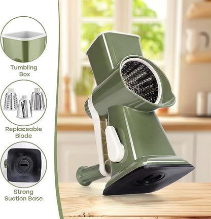 Rotary Cheese Grater,Cheese Shredder Hand Crank, Manual Cheese Grater for Veggies, 3-Blade Grater, Home Kitchen Appliances and Kitchen Gadgets - Image 6