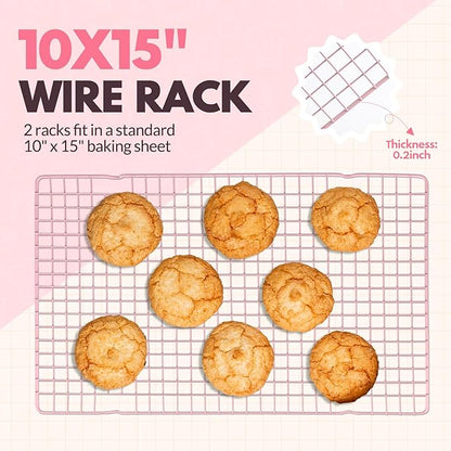 2 PCS Cooling Racks for Cooking and Baking, 16x10 Inches Stainless Steel Cooling Rack, Sheet Pan with Wire Rack for Baking Sheet, Bacon Rack Oven Safe Fits Jelly Roll Sheet Pan