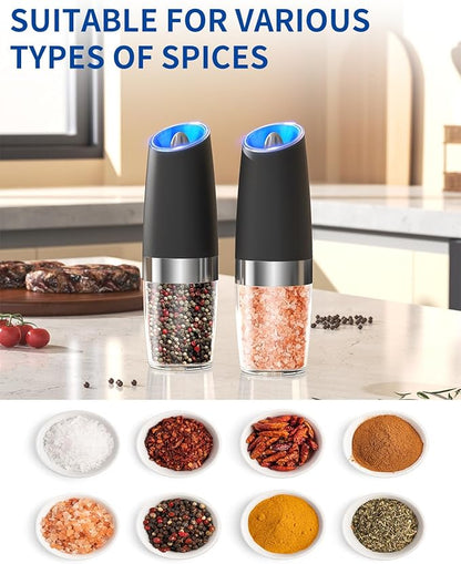 CIRCLE JOY Gravity Electric Pepper Grinder Salt Grinder Pepper Griner Mill Electric with LED Light, Battery Operated, Adjustable Coarseness, Washable 135ml Container, 1 Pcs - Image 5