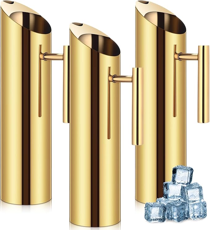 Funnymoom 3 Pack 70oz/2l Stainless Steel Water Pitcher Modern Metal Pitcher with Ice Guard Silver Carafe Drink with Handle or Iced Hot Drink Tea Juice Coffee Beer by Funnymoom