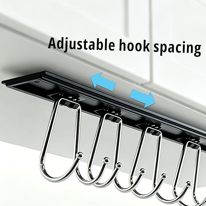 Cociat 2PCS Utensil Racks with 12 Hooks 17.2 Inch Kitchen Utensil Holders Hanging Utensil Rack Multifunctional (17.2 inch Black) - Image 5