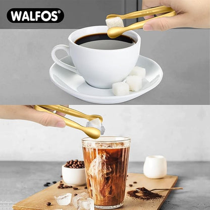 Walfos Small Gold Tongs For Serving,Food Grade Stainless Steel 4" Mini Tongs Appetizers for Parties Catering, Sugar，Desserts，Tea Party, Coffee Bar, Set of 12 （Gold） - Image 2