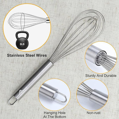 HOTEC 4 Pieces Stainless Steel Whisks Set Wire Whisk Balloon Whisk Egg Beater Kitchen Utensils for Stirring, Beating, Blending - Image 7