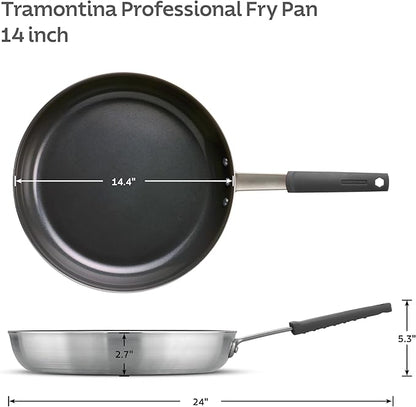 Tramontina Professional 14-Inch Non Stick Extra Large Frying Pan, Heavy-Gauge Aluminum Skillet with Reinforced Nonstick Coating, Gray Handle, Dishwasher and Oven Safe - Image 3