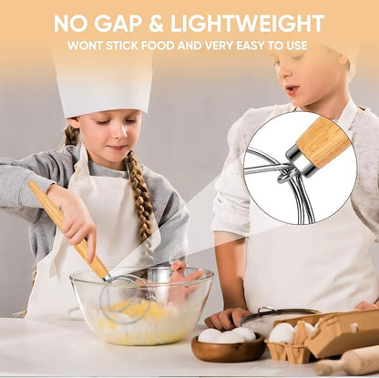 Maxjoy Danish Dough Whisk Wooden Dutch Bread Mixer with Stainless Steel Hook for Sourdough Baking Hand Tool