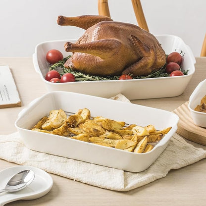 HOMBENE 1.2 QT White Casserole Dish, Lasagna Pan for Oven, Bakeware for Baking, Small Ceramic Baking Dish, Kitchen Decor, Microwave Oven Safe, Dinner Party (5.9" x 10.2") - Image 7