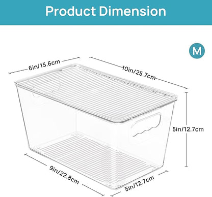 Vtopmart 12 Pack Clear Stackable Storage Bins with Lids, Medium Plastic Containers with Handle for Pantry Organizer and Storage,Perfect for Kitchen,Fridge,Cabinet, Closet,Bathroom Organization - Image 2