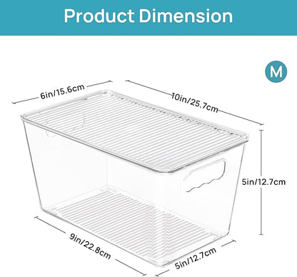 Vtopmart 1 Pack Clear Stackable Storage Bins with Lids, Medium Plastic Containers with Handle for Pantry Organizer and Storage,Perfect for Kitchen,Fridge,Cabinet, Closet,Bathroom Organization - Image 2