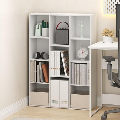 Furinno LUDER Book Shelf, 11-Cube Bookshelf, Reversible Bookcase, 9.4 x 29.1 x 41.7, Easy Assembly, for Living Room, Bedroom, Home Office, White - Image 2