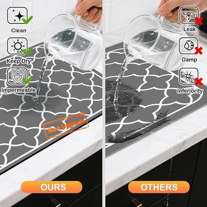 Dish Drying Mats for Kitchen Counter, Waterproof Coffee Mat for Countertop, Under Sink Mats, Coffee Bar Mat Accessories