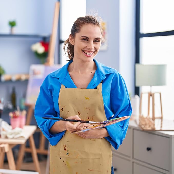 15 Pcs Adult Aprons Bulk with Pockets Adjustable Bib Chef Apron for Women Men Painting Cooking Crafting (S/L) - Image 6